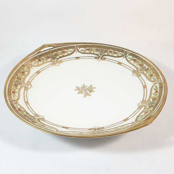 Antique RC Nippon Hand-Painted Porcelain Serving Plate Gold Gilt Moriage 11 inch