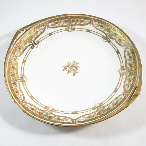 Antique RC Nippon Hand-Painted Porcelain Serving Plate Gold Gilt Moriage 11 inch