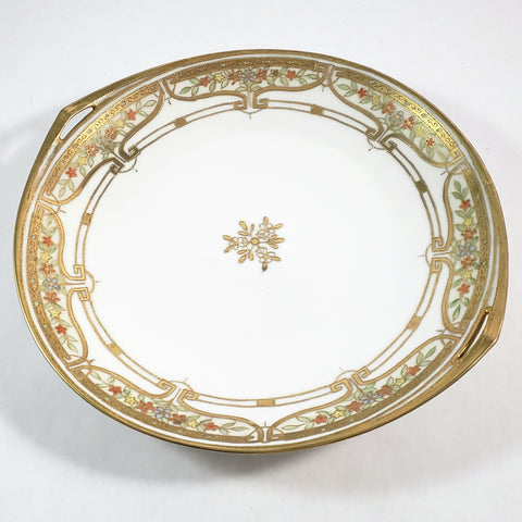 Antique RC Nippon Hand-Painted Porcelain Serving Plate Gold Gilt Moriage 11 inch
