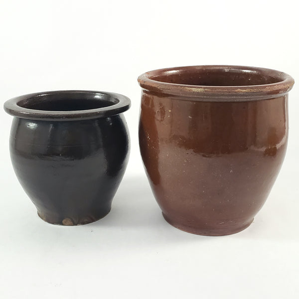 Pair of Old Glazed Crocks 2 Quart & 1 Quart