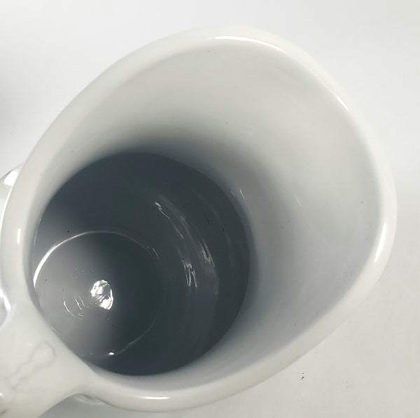 Large Antique White Ironstone Pitcher Bow & Tassel 12" by Burgess & Goddard England