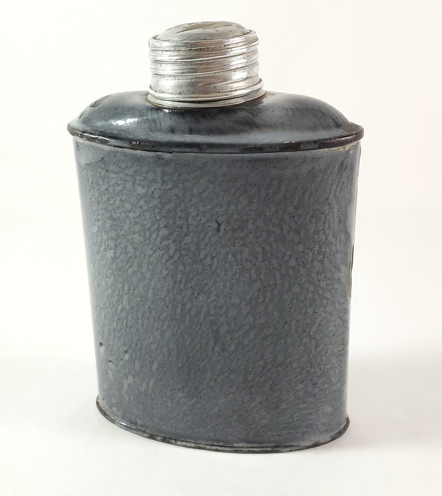 Antique Gray Graniteware Enamelware Flask 18 Fluid Ounce