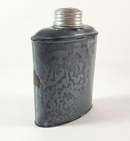 Antique Gray Graniteware Enamelware Flask 18 Fluid Ounce