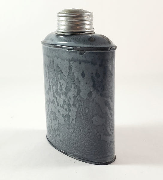 Antique Gray Graniteware Enamelware Flask 18 Fluid Ounce