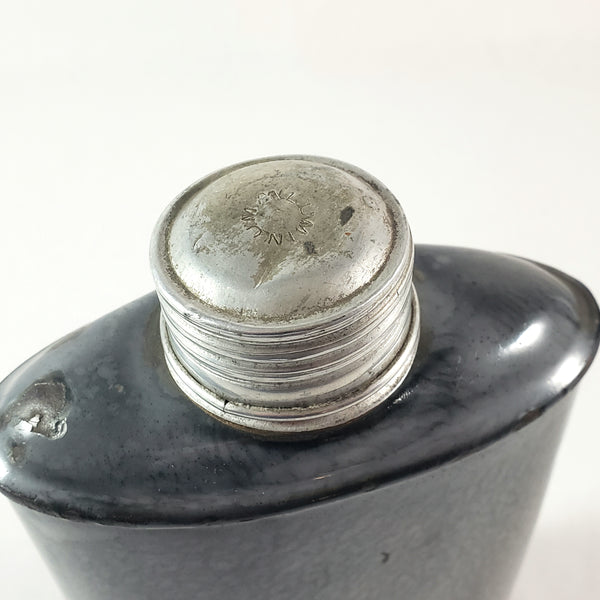 Antique Gray Graniteware Enamelware Flask 18 Fluid Ounce