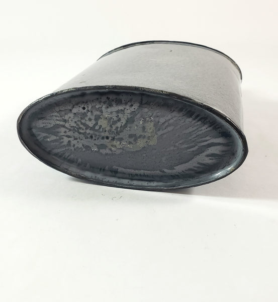 Antique Gray Graniteware Enamelware Flask 18 Fluid Ounce