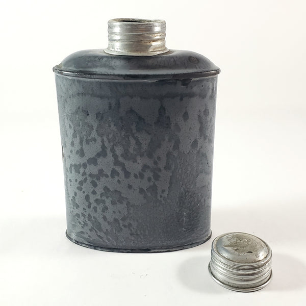 Antique Gray Graniteware Enamelware Flask 18 Fluid Ounce