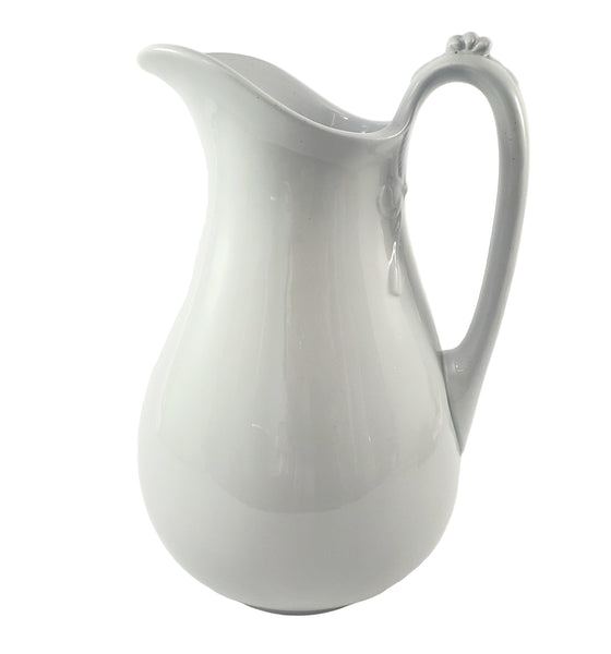Large Antique White Ironstone Pitcher 12" by Burgess & Goddard England