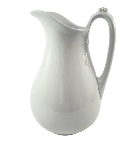 Large Antique White Ironstone Pitcher 12" by Burgess & Goddard England
