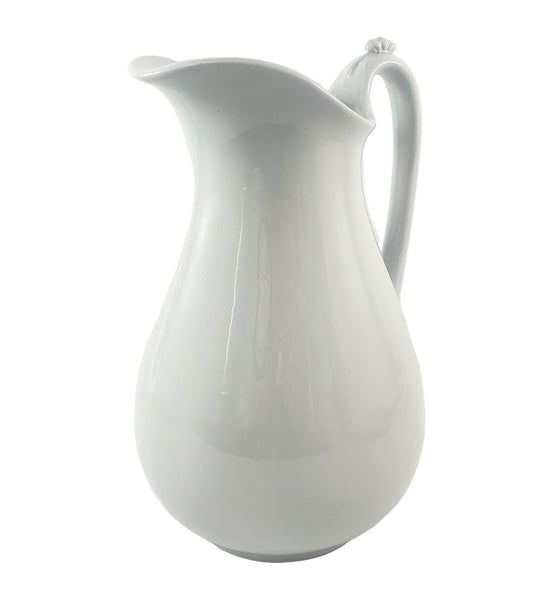 Large Antique White Ironstone Pitcher Bow & Tassel 12" by Burgess & Goddard England