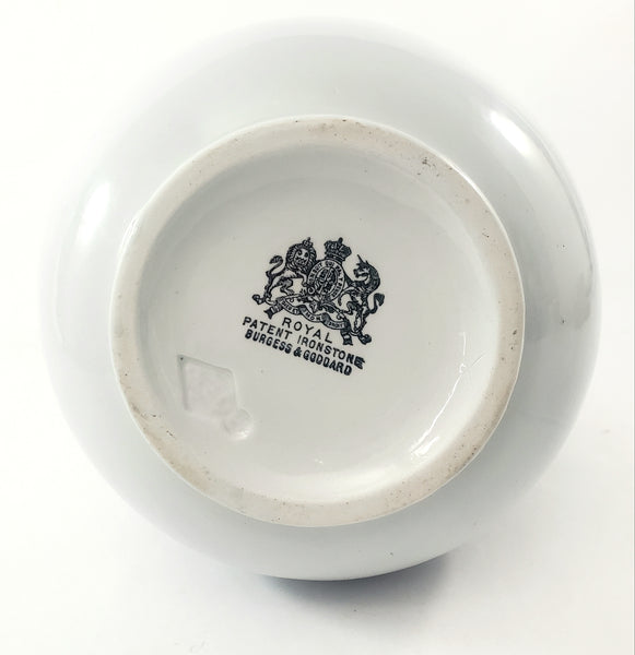 Large Antique White Ironstone Pitcher Bow & Tassel 12" by Burgess & Goddard England