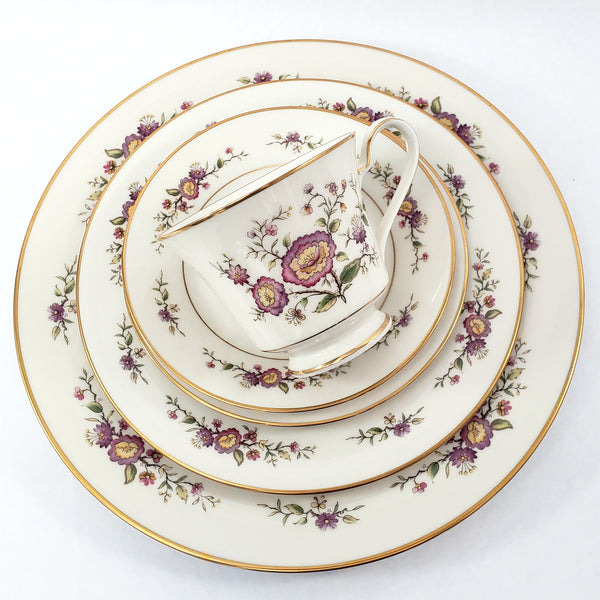 Noritake ASIAN SONG Floral Ivory Porcelain China 5 Piece Place Setting - Pattern 7151