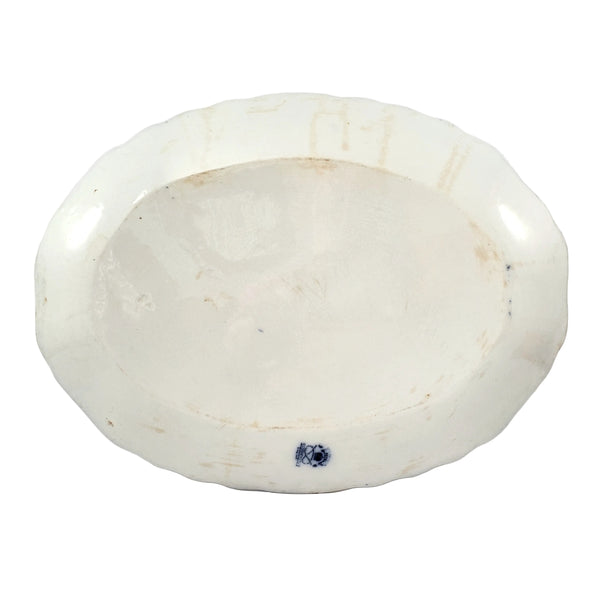 Large Antique Oval Flow Blue Serving Platter 17 ¾” ROYAL Pattern New Wharf Pottery England