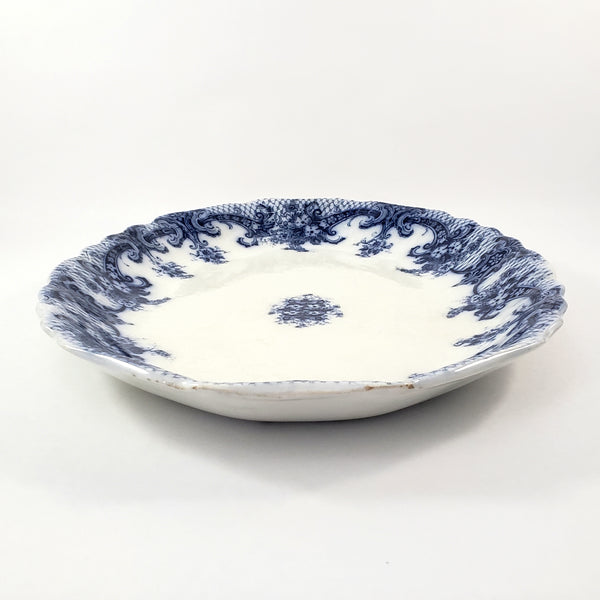 Large Antique Oval Flow Blue Serving Platter 17 ¾” ROYAL Pattern New Wharf Pottery England