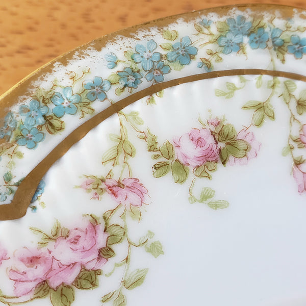 Three Piece Antique Porcelain Dinnerware Plates Haviland & Co Limoges France