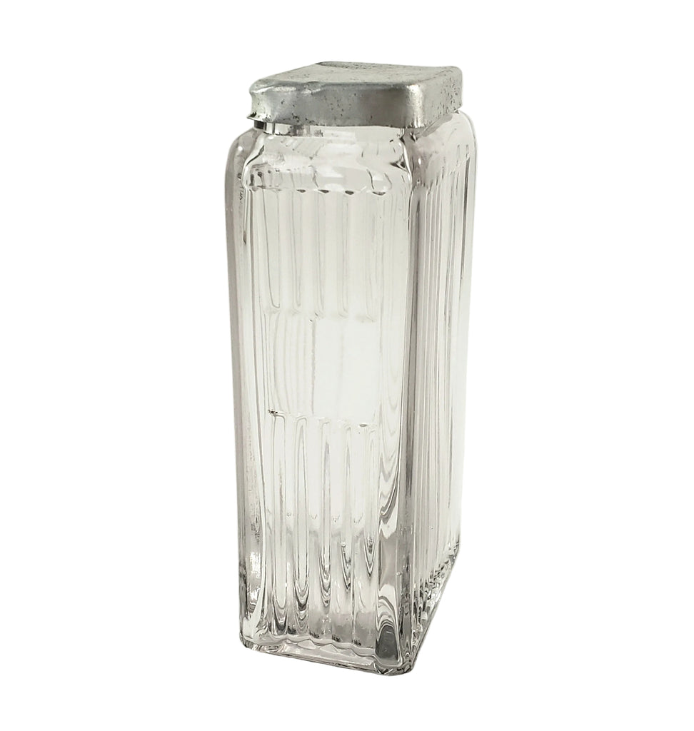 Antique Glass Spice Storage Jar Rectangular Mission Blank Label Circa 1912