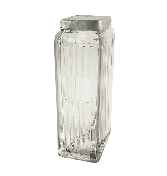 Antique Glass Spice Storage Jar Rectangular Mission Blank Label Circa 1912