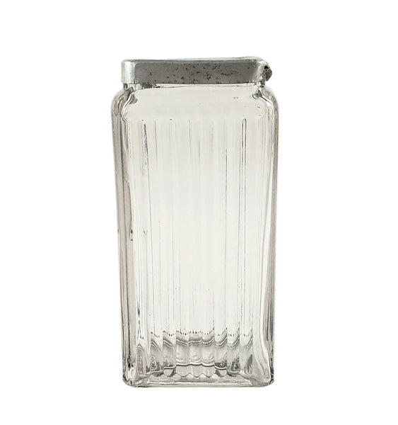 Antique Glass Spice Storage Jar Rectangular Mission Blank Label Circa 1912