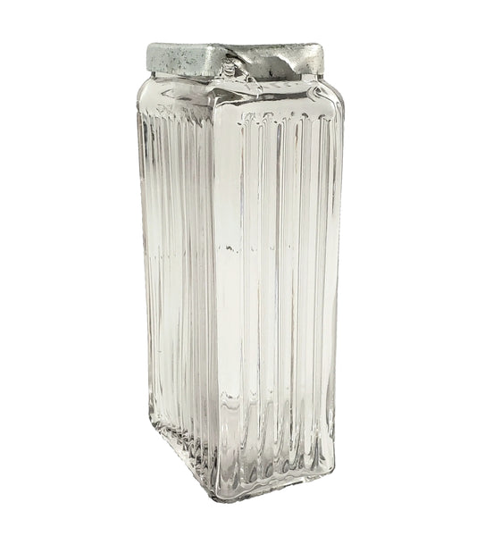 Antique Glass Spice Storage Jar Rectangular Mission Blank Label Circa 1912