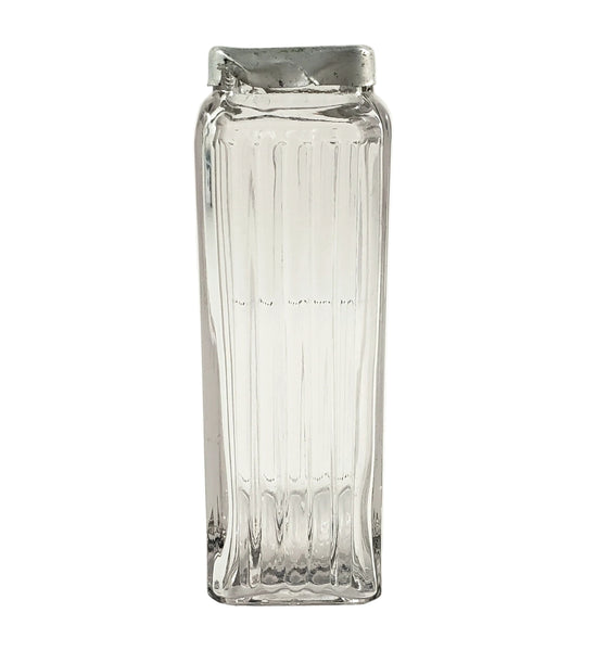 Antique Glass Spice Storage Jar Rectangular Mission Blank Label Circa 1912