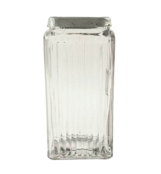 Antique Glass Spice Storage Jar Rectangular Mission Blank Label Circa 1912