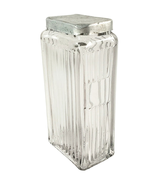 Antique Glass Spice Storage Jar Rectangular Mission Blank Label Circa 1912