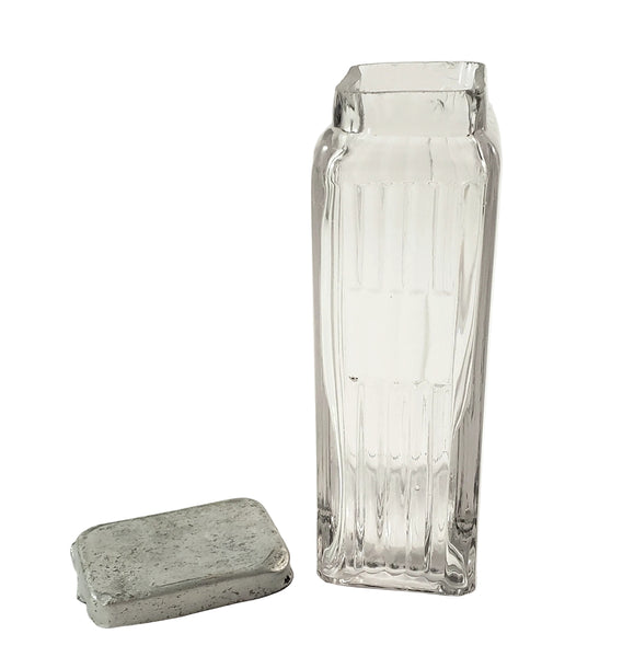 Antique Glass Spice Storage Jar Rectangular Mission Blank Label Circa 1912