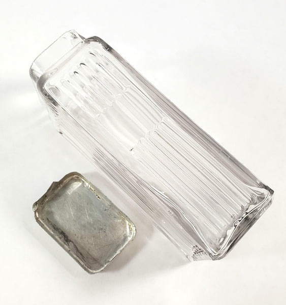 Antique Glass Spice Storage Jar Rectangular Mission Blank Label Circa 1912