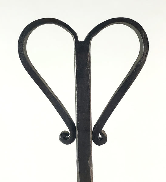 Vintage Forged Wrought Iron Flesh Fork "Heart Handle" Twisted 2 Pronged