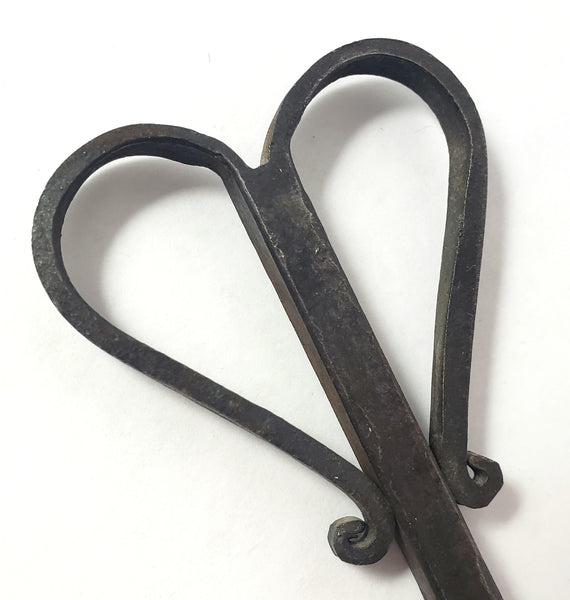 Vintage Forged Wrought Iron Flesh Fork "Heart Handle" Twisted 2 Pronged