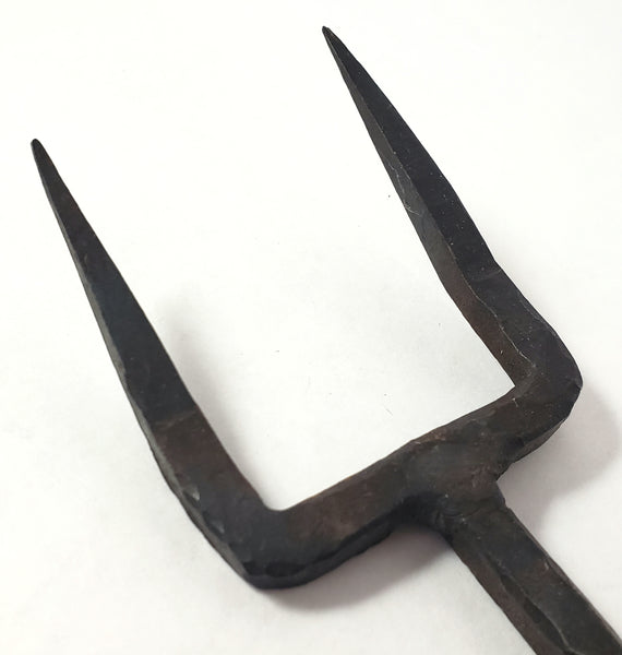 Vintage Forged Wrought Iron Flesh Fork "Heart Handle" Twisted 2 Pronged