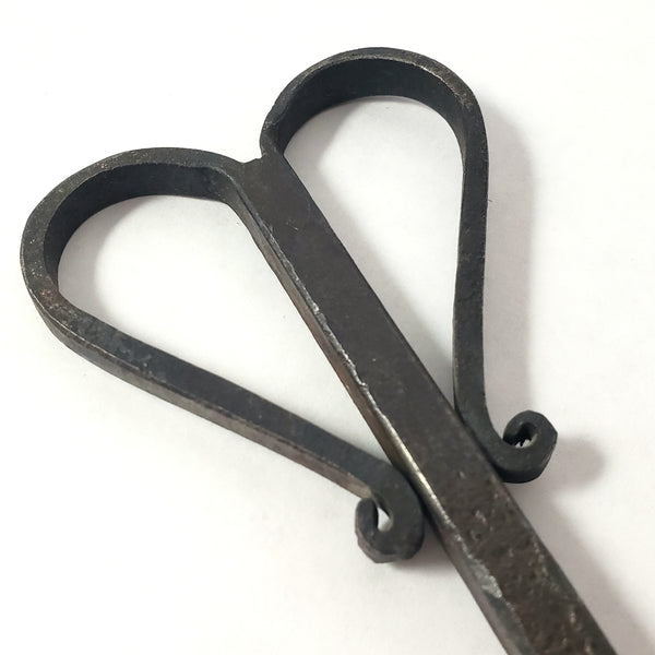 Vintage Forged Wrought Iron Flesh Fork "Heart Handle" Twisted 2 Pronged