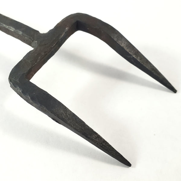 Vintage Forged Wrought Iron Flesh Fork "Heart Handle" Twisted 2 Pronged