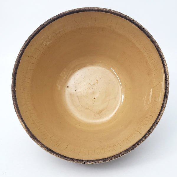 Vintage American Yellow ware Mixing Nesting Bowl Set of 5 Pink & Blue Bands