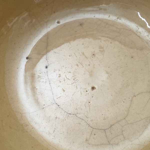 Vintage American Yellow ware Mixing Nesting Bowl Set of 5 Pink & Blue Bands