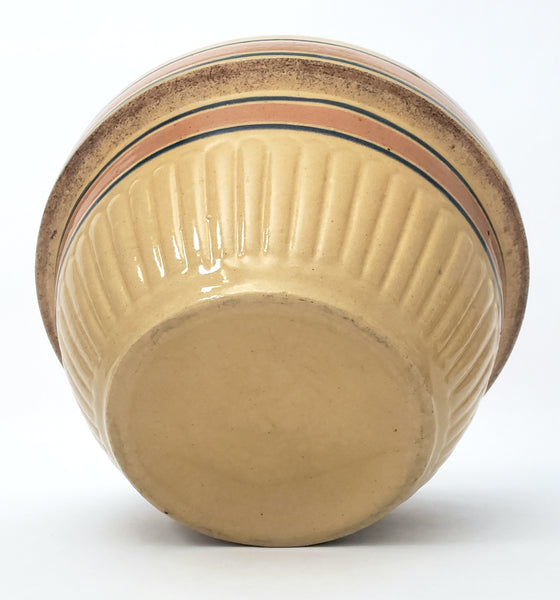 Vintage American Yellow ware Mixing Nesting Bowl Set of 5 Pink & Blue Bands