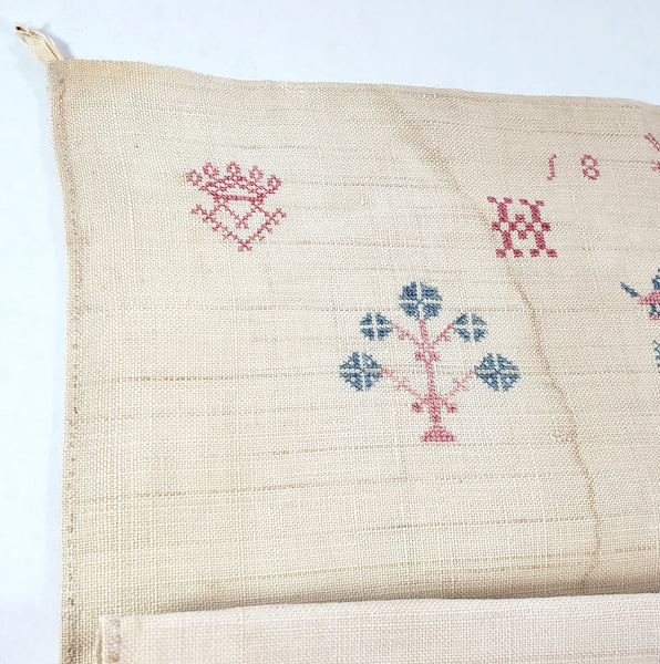 19th Century Pennsylvania German Embroidered Show Towel 48" Initialed H R Dated 1833