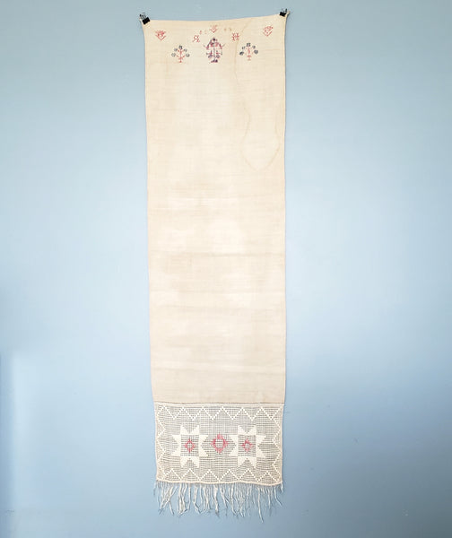19th Century Pennsylvania German Embroidered Show Towel 48" Initialed H R Dated 1833