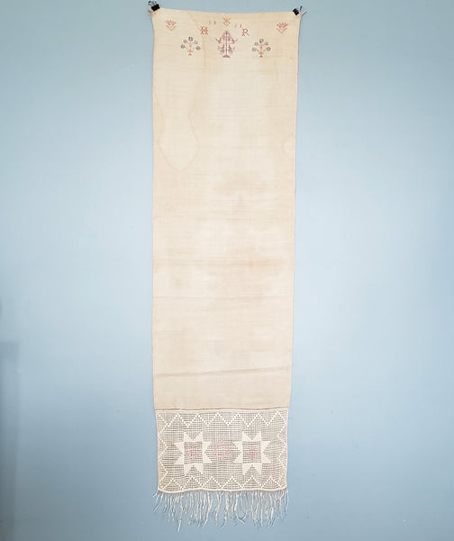 19th Century Pennsylvania German Embroidered Show Towel 48" Initialed H R Dated 1833