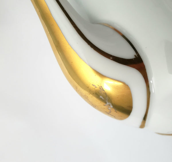 Antique Porcelain Teapot & Sugar Bowl Set Gold Metallic Trim 19th Century