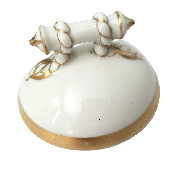 Antique Porcelain Teapot & Sugar Bowl Set Gold Metallic Trim 19th Century