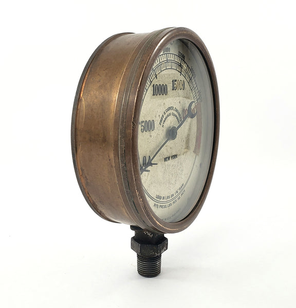 Vintage Fred S. Carver 16,000 PSI Hydraulic Pressure Gauge New York