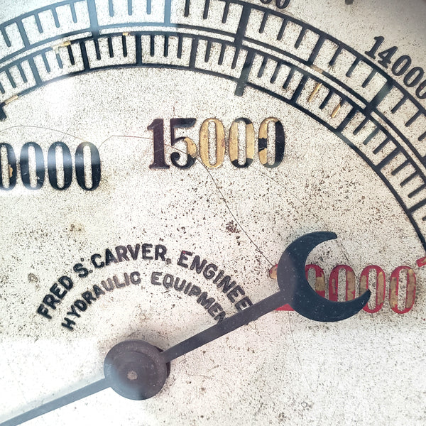 Vintage Fred S. Carver 16,000 PSI Hydraulic Pressure Gauge New York