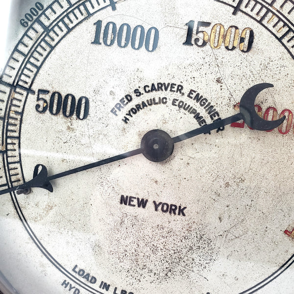 Vintage Fred S. Carver 16,000 PSI Hydraulic Pressure Gauge New York