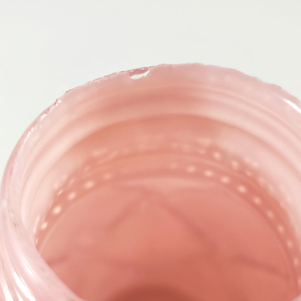 Antique Pink Glass Sugar Shaker Diamond Quilted Phlox Pattern Tin Lid by Northwood