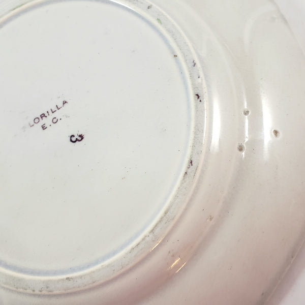 Antique Polychrome Transferware Plate Set of 5 FLORILLA by E. Challinor England