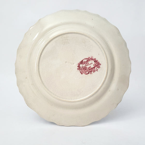 Antique Transferware 8” Plate Green & Red Bi-Color ANDALUSIA by Adams England