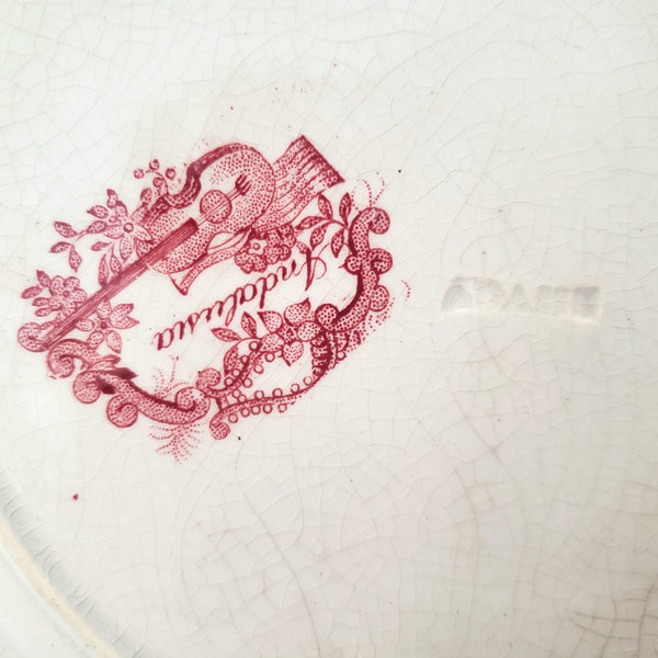 Antique Transferware 8” Plate Green & Red Bi-Color ANDALUSIA by Adams England