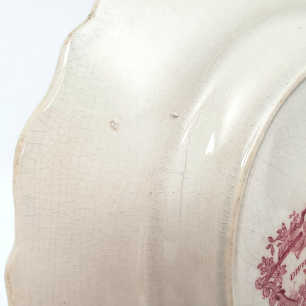 Antique Transferware 8” Plate Green & Red Bi-Color ANDALUSIA by Adams England