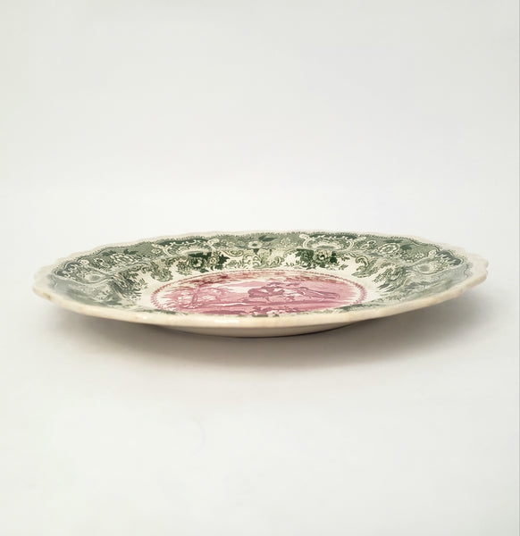 Antique Transferware 8” Plate Green & Red Bi-Color ANDALUSIA by Adams England